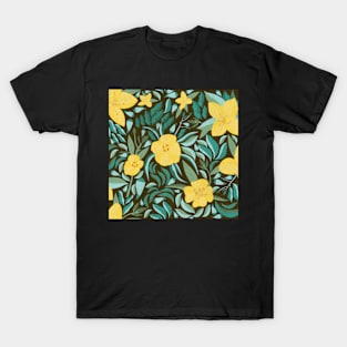 California Sun Cup Botanical Pattern T-Shirt